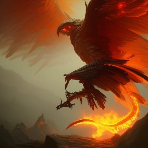 Fiery Bird Concept Art in Art Nouveau Style