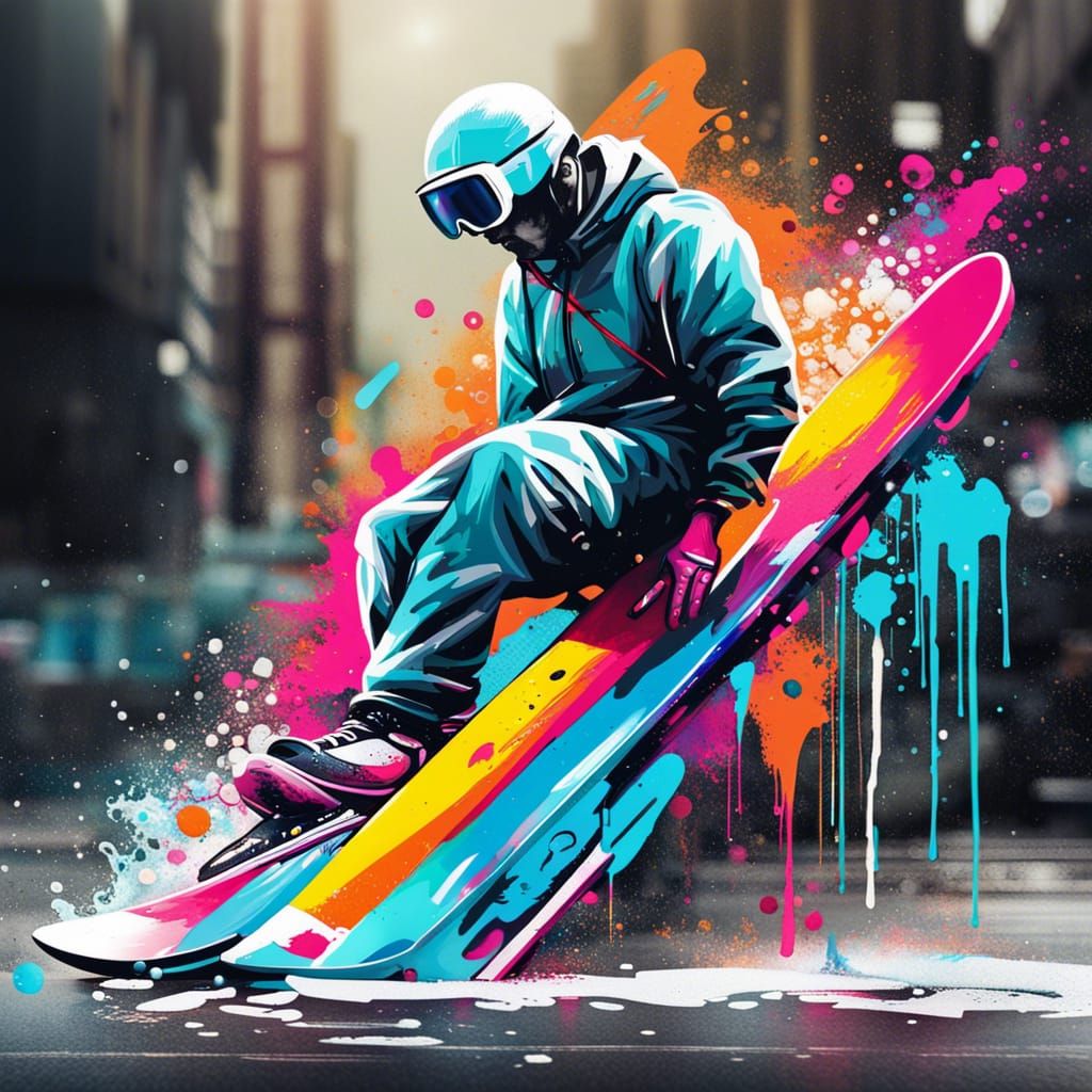 Skier Symbol in Colorful Graffiti Art Style