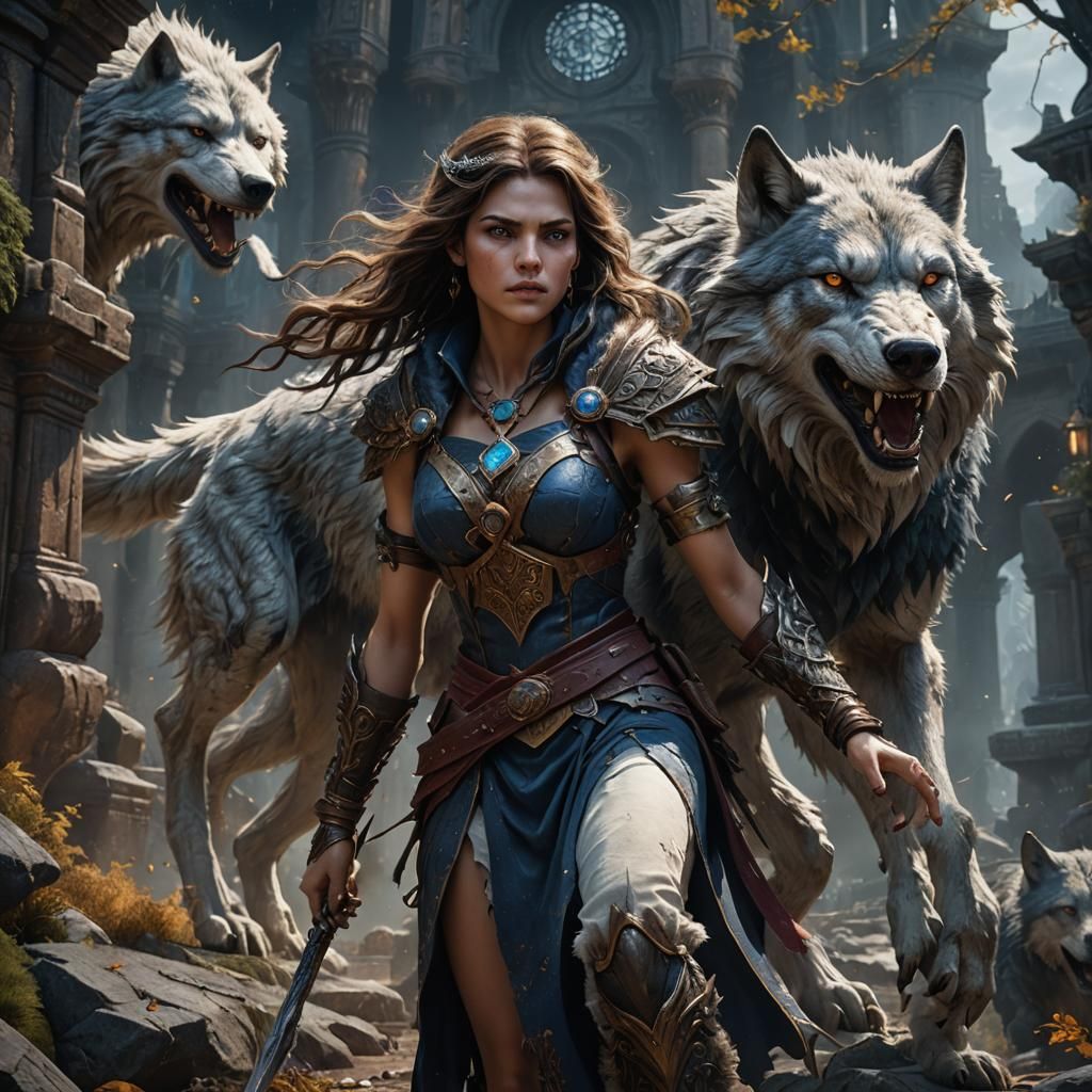 Woman's Werewolf Transformation: Detailed Matte Painting