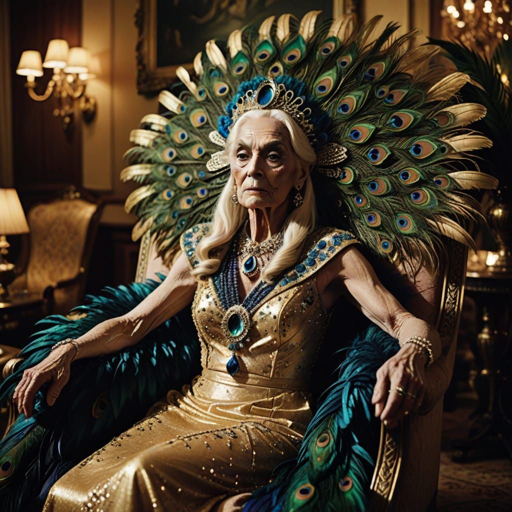 Glamorous Transvestite in Lavish Boudoir: Cinematic Portrait