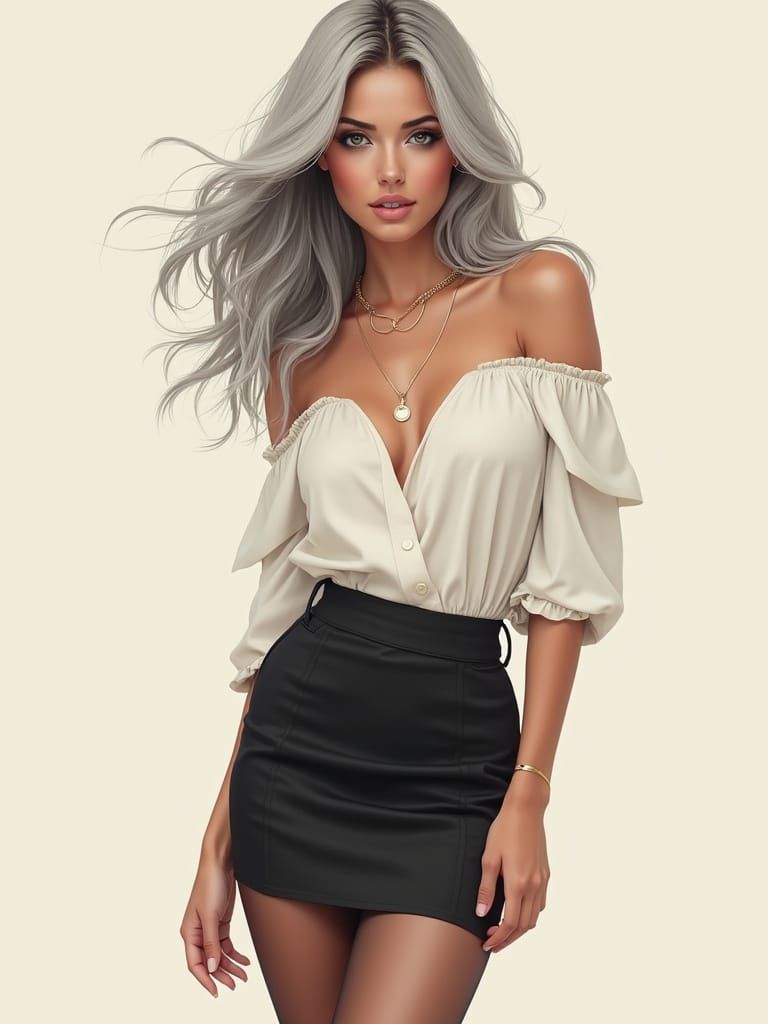Elegant Woman in Earth Tones: Fashion Illustration