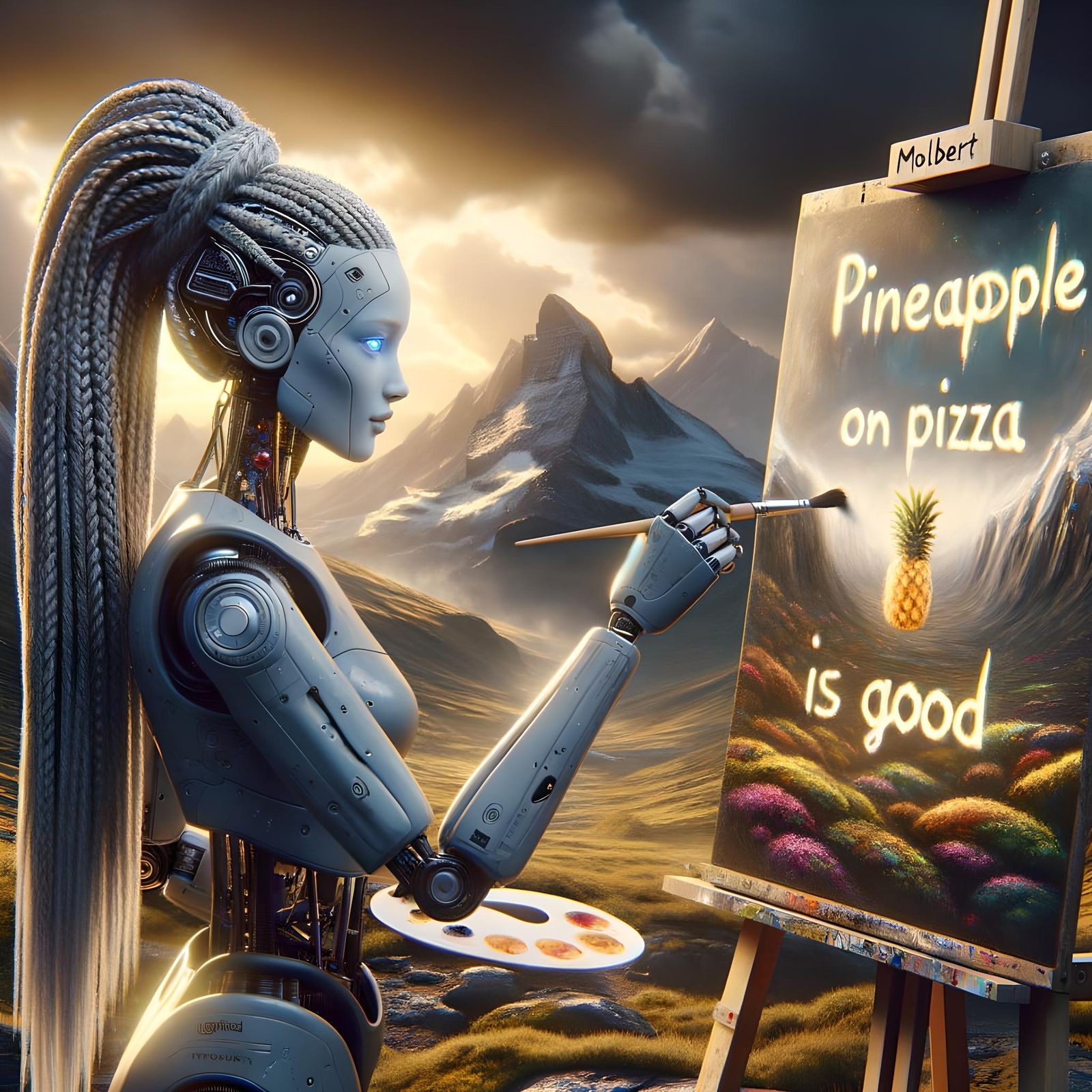 Android's Pineapple Pizza Masterpiece: A Digital Matte Paint...