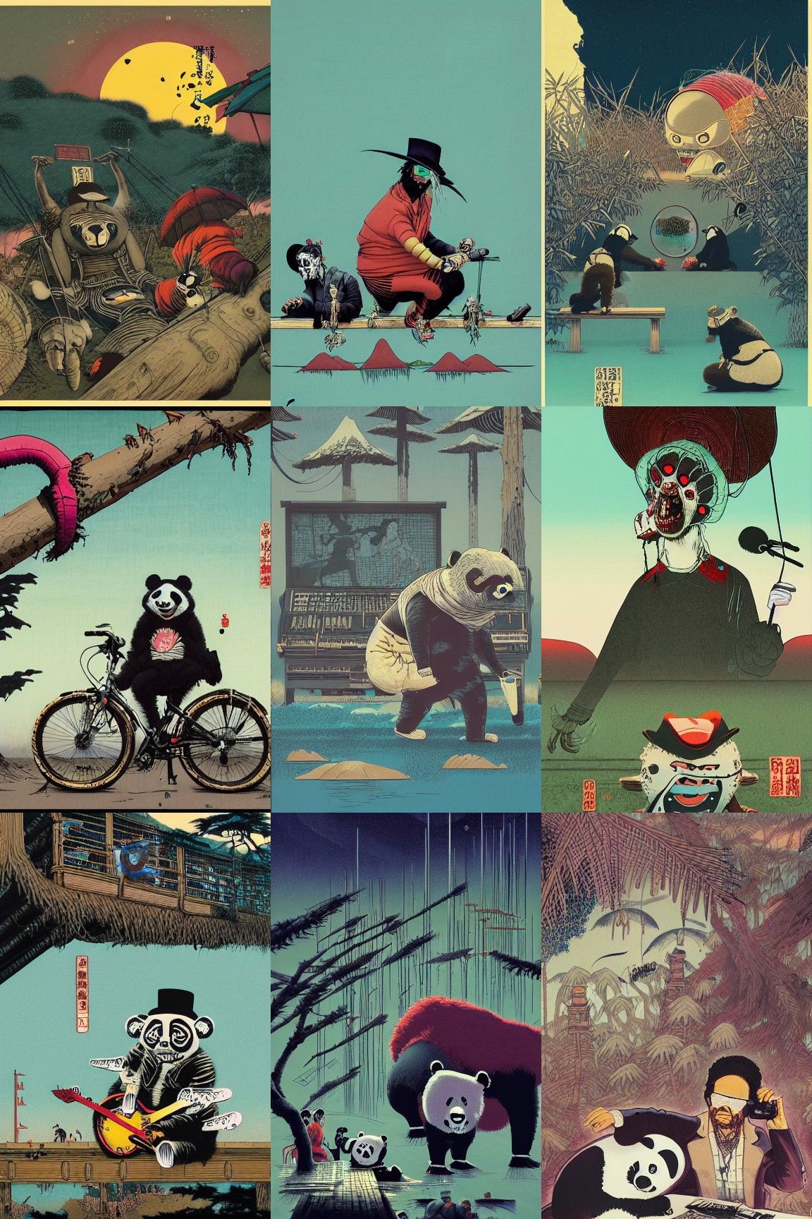 Panda Funk Reggae Musician: Digital Art Fusion