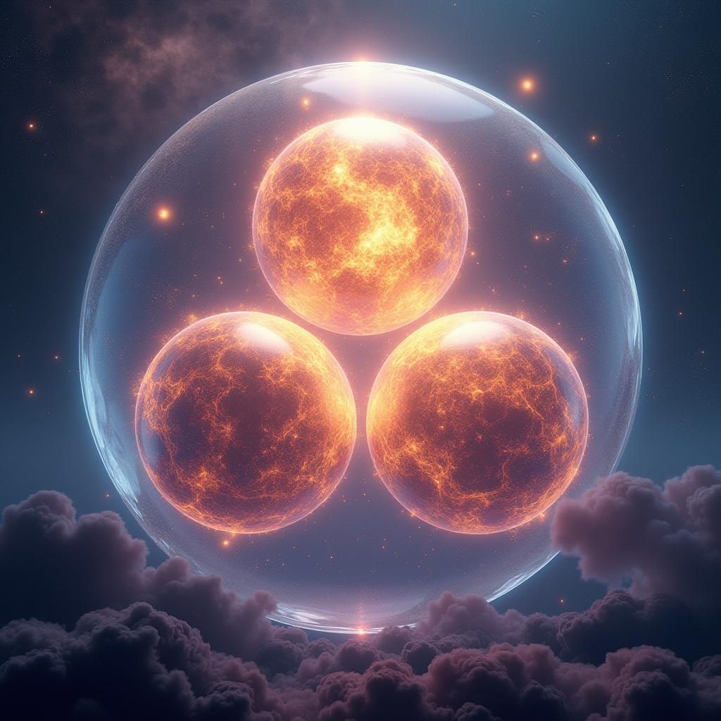 Luminous Celestial Orbs in Cosmic Harmony