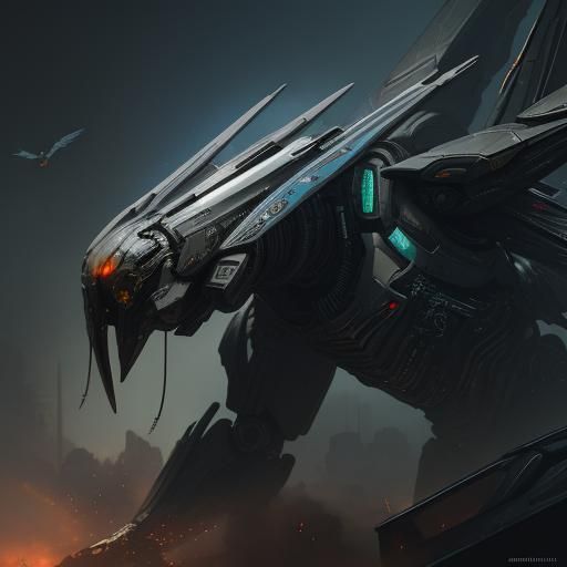 Cyberpunk Hummingbird Landing: Sci-Fi Illustration