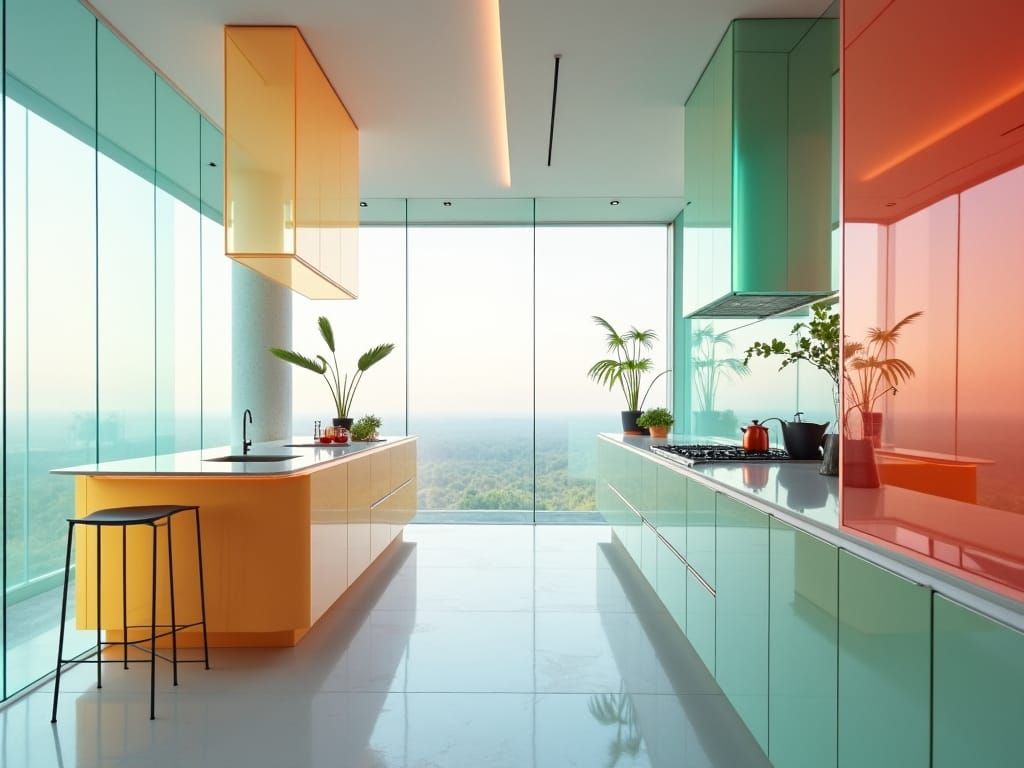 Futuristic Glass Kitchen in Minimalist Style