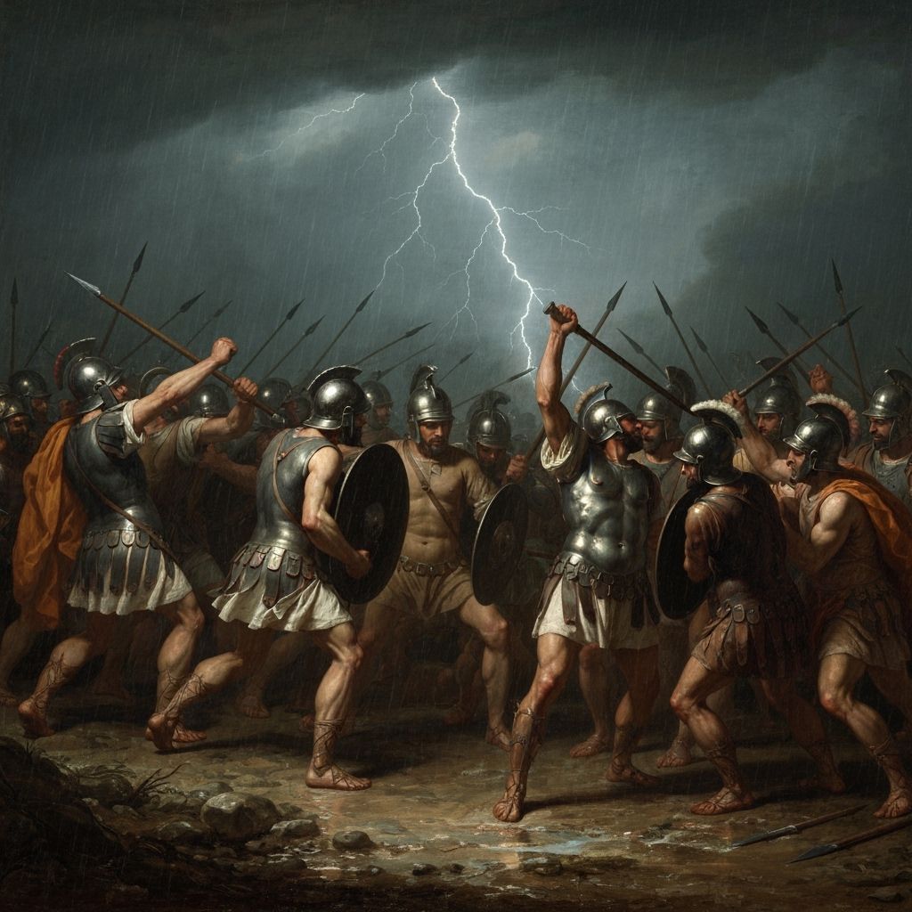 Baroque Battle Scene: Warriors in Dramatic Chiaroscuro