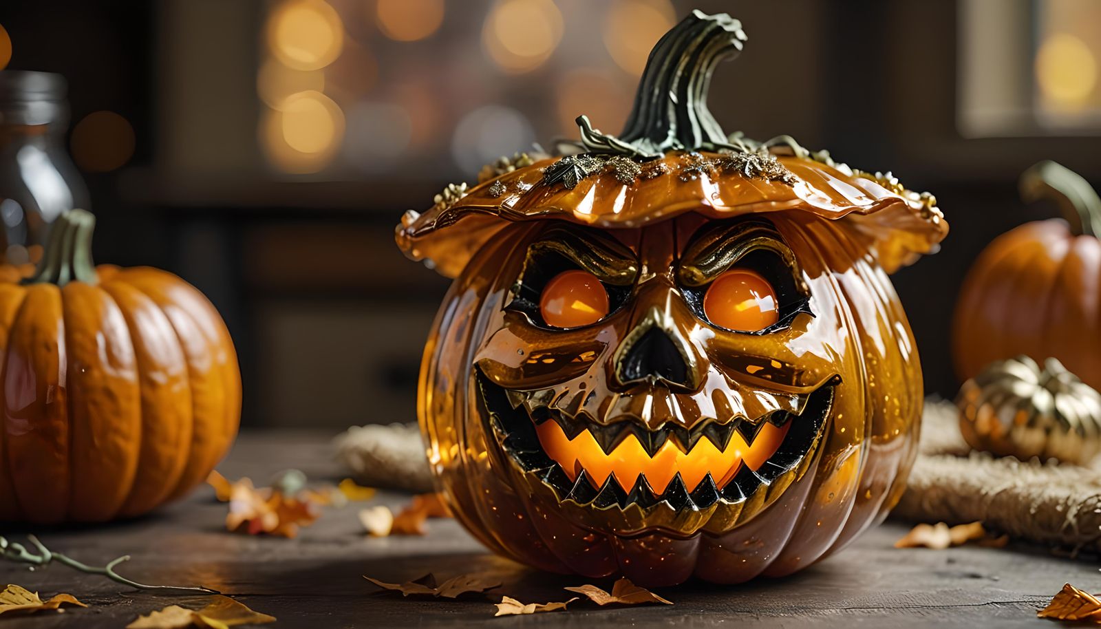 Glass Pumpkin with Scarecrow: Professional Photography