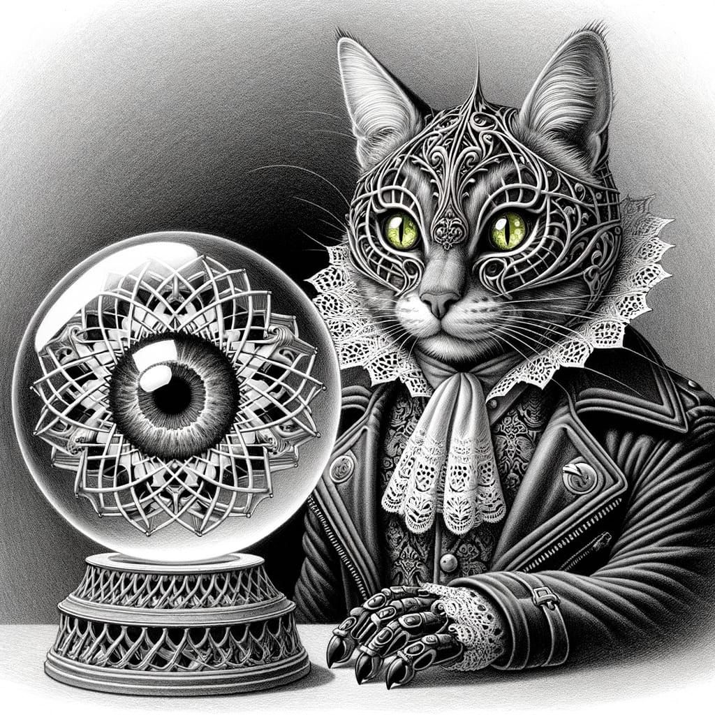 Mysterious Haitian Cat in Cyberpunk Motorcycle Attire