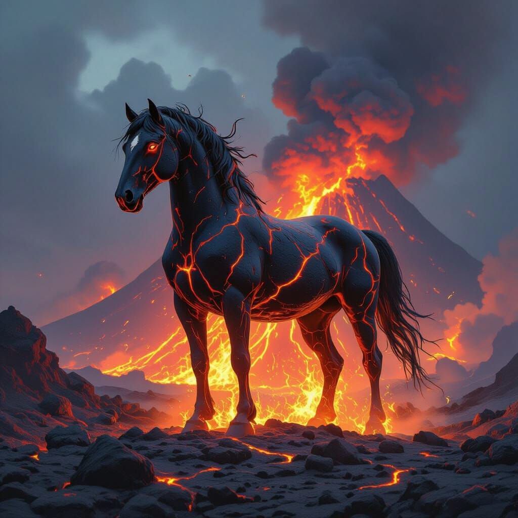 Lava Horse Before Volcanic Eruption