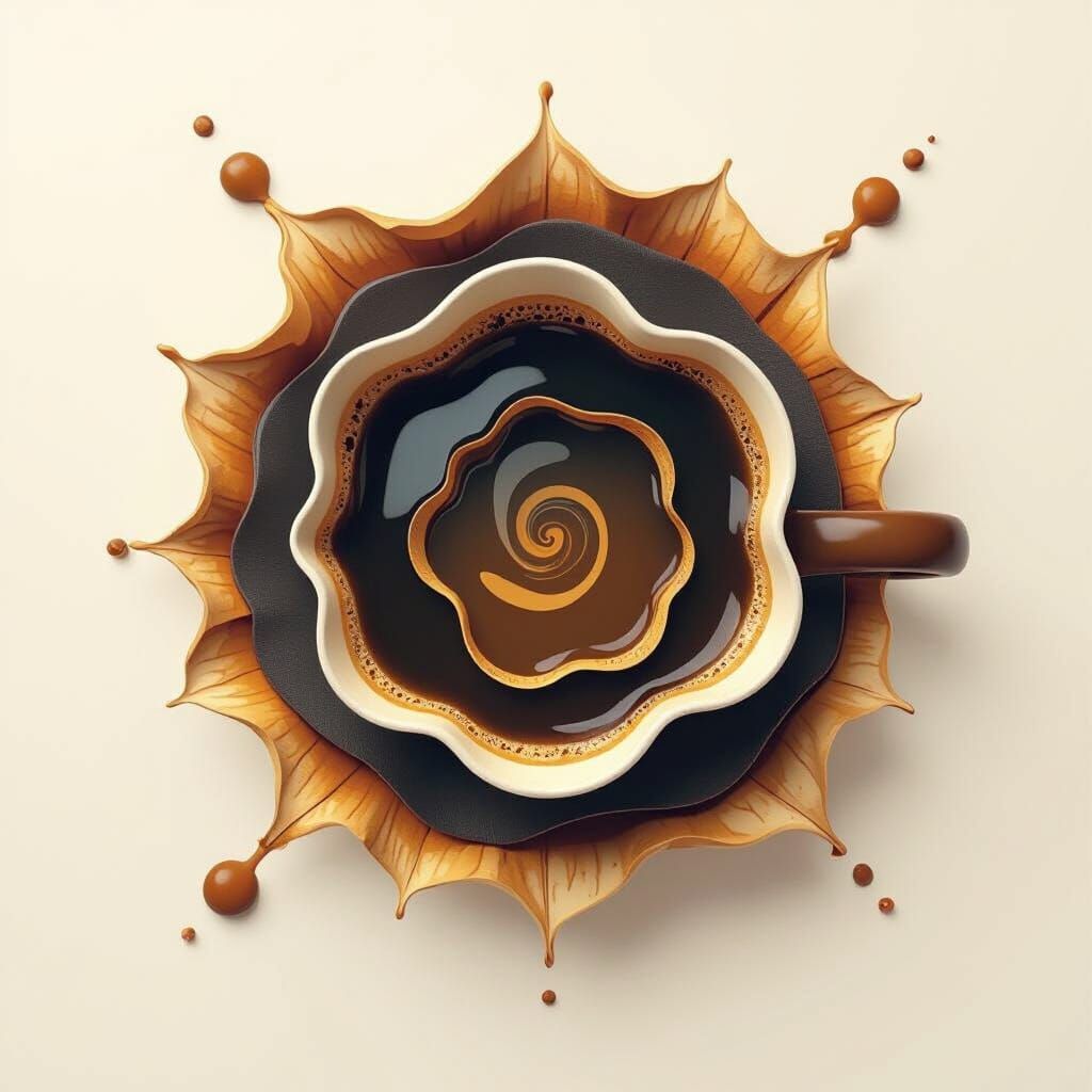 Organic Coffee Stain Logo in Matte Painting Style