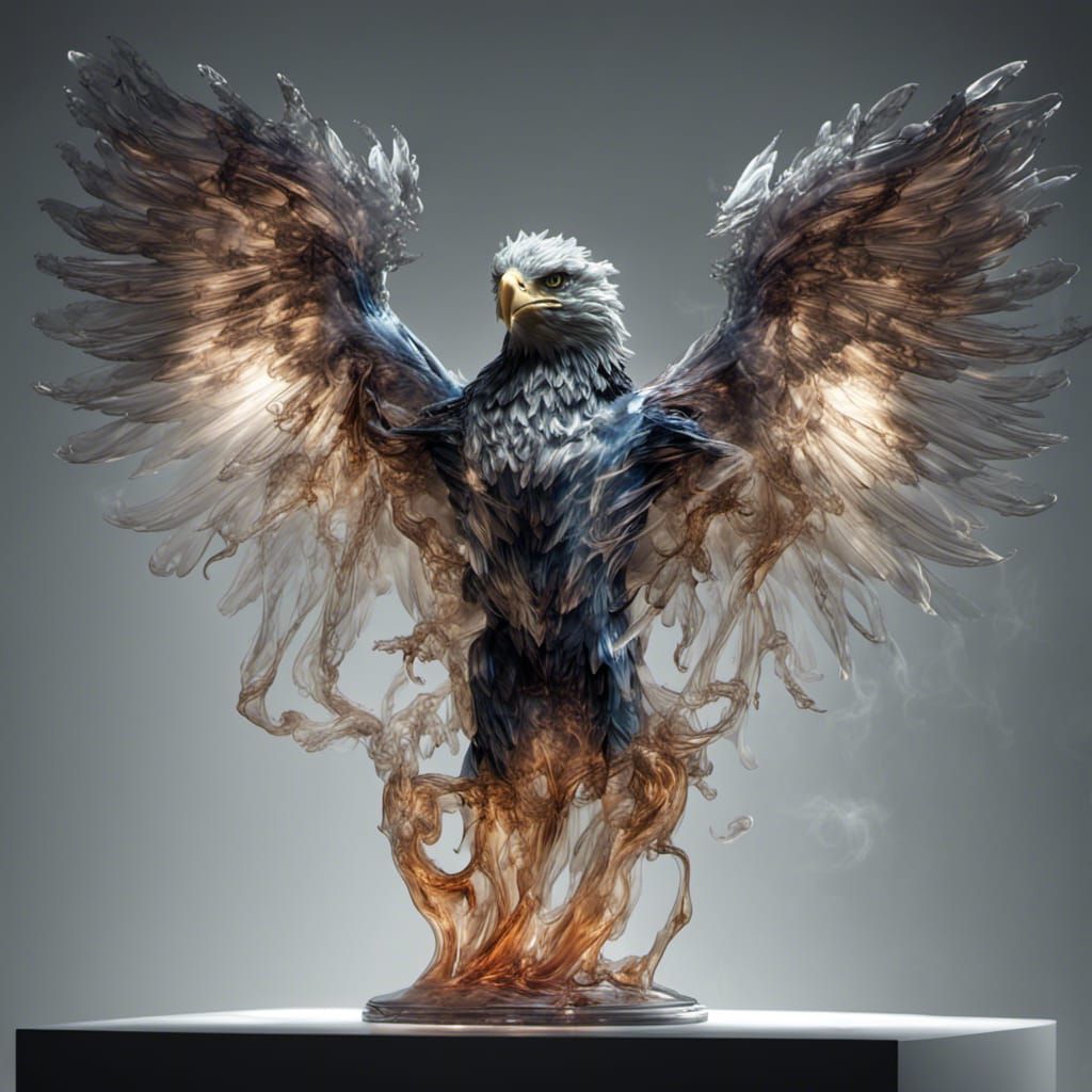 Glassblown Eagle Figurine with Cosmic Energy