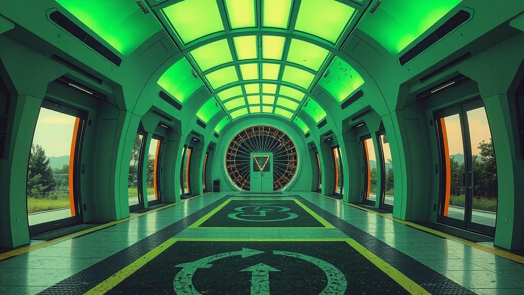 Utopian Frutiger Metro Architecture with Vector Grunge