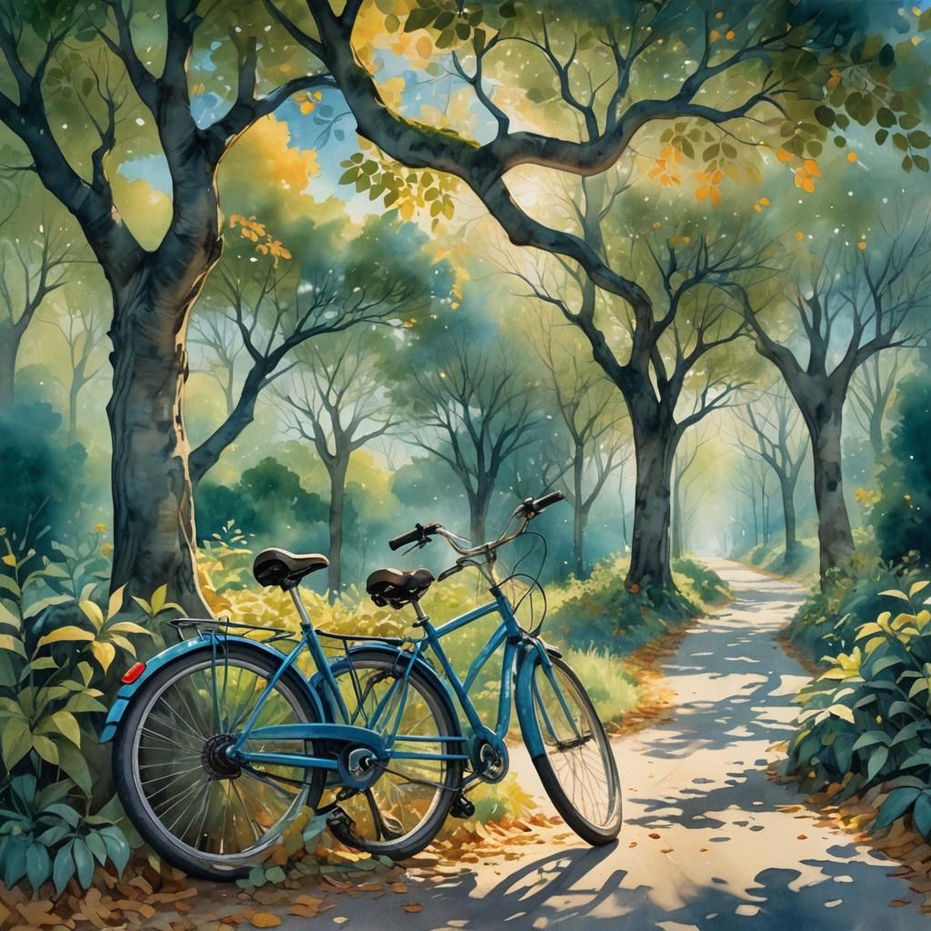 Mexican Road Scene in Watercolor Fantasy Style