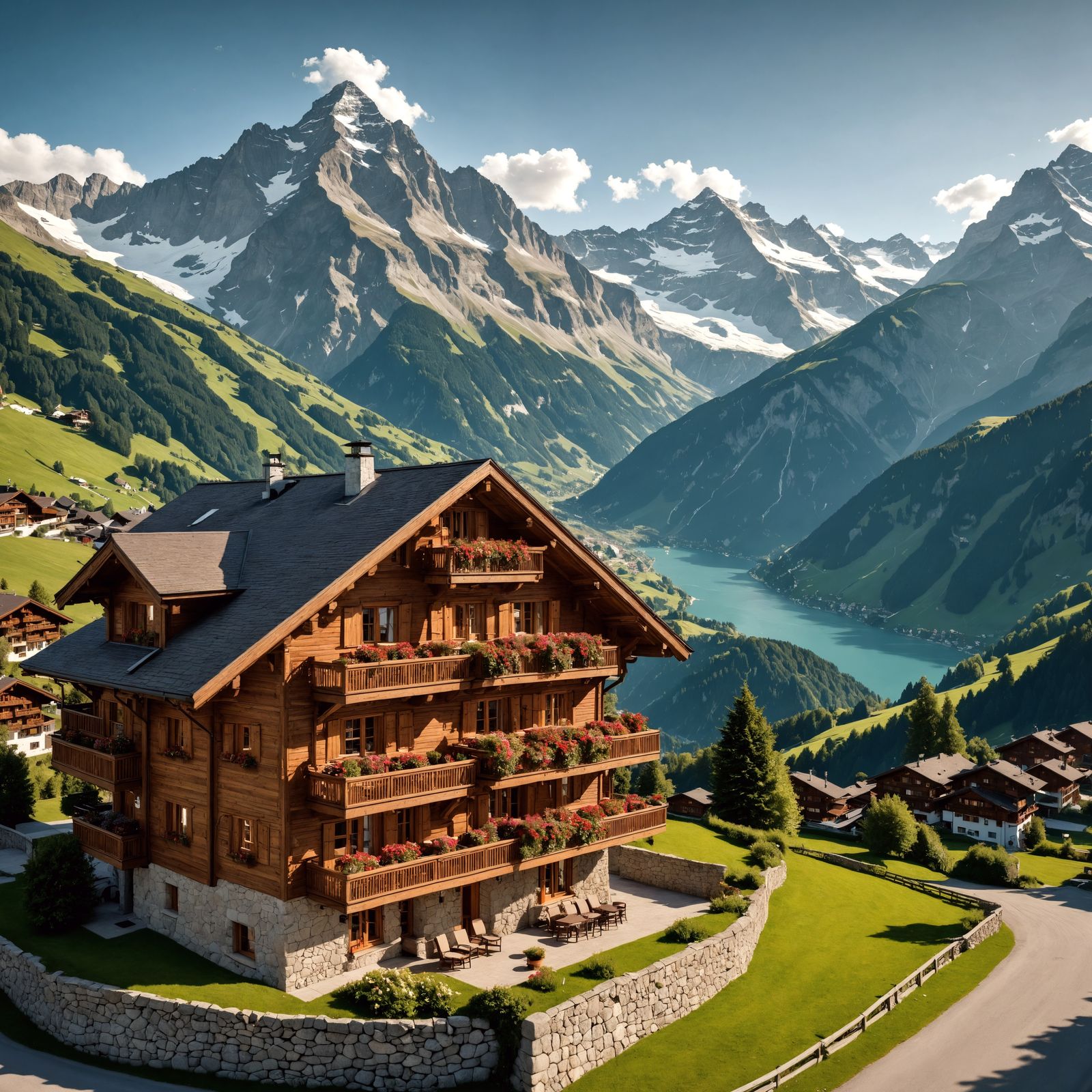 Breathtaking Swiss Alps Hotel in Hyperrealistic HDR