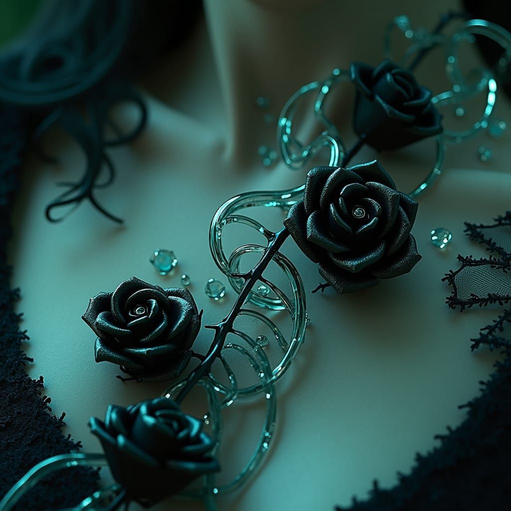 Shattered Glass DNA with Black Roses