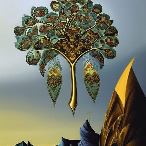 Fractal Tree of Knowledge: Surreal Abstract Art