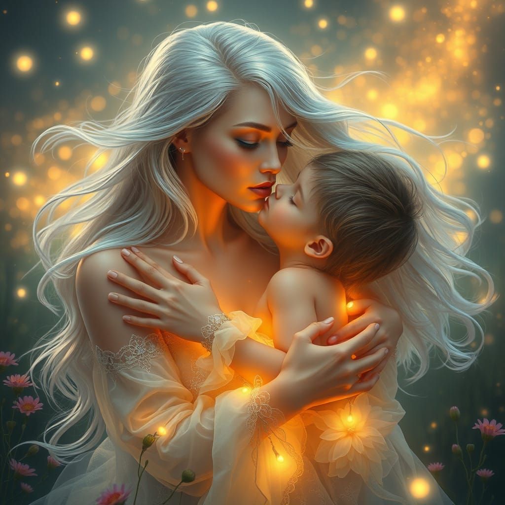 Ethereal Angel of Compassion in Golden Glow