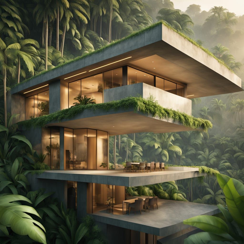 Luxurious Rainforest Villa in Modernist Style