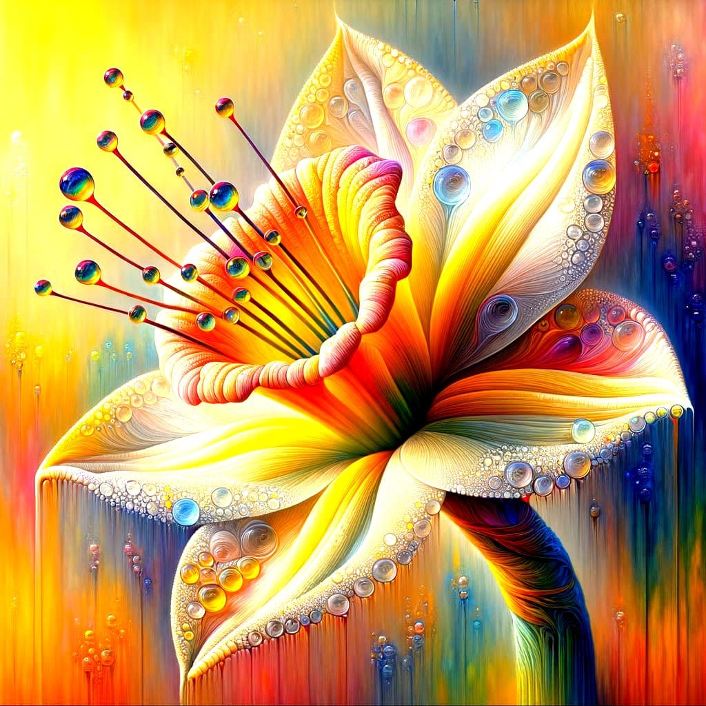 Vibrant Blooming Daffodil in Whimsical Oil Painting Style