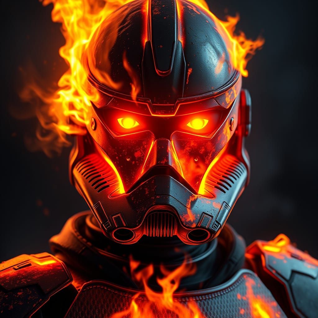 Gritty Clone Trooper in Flames