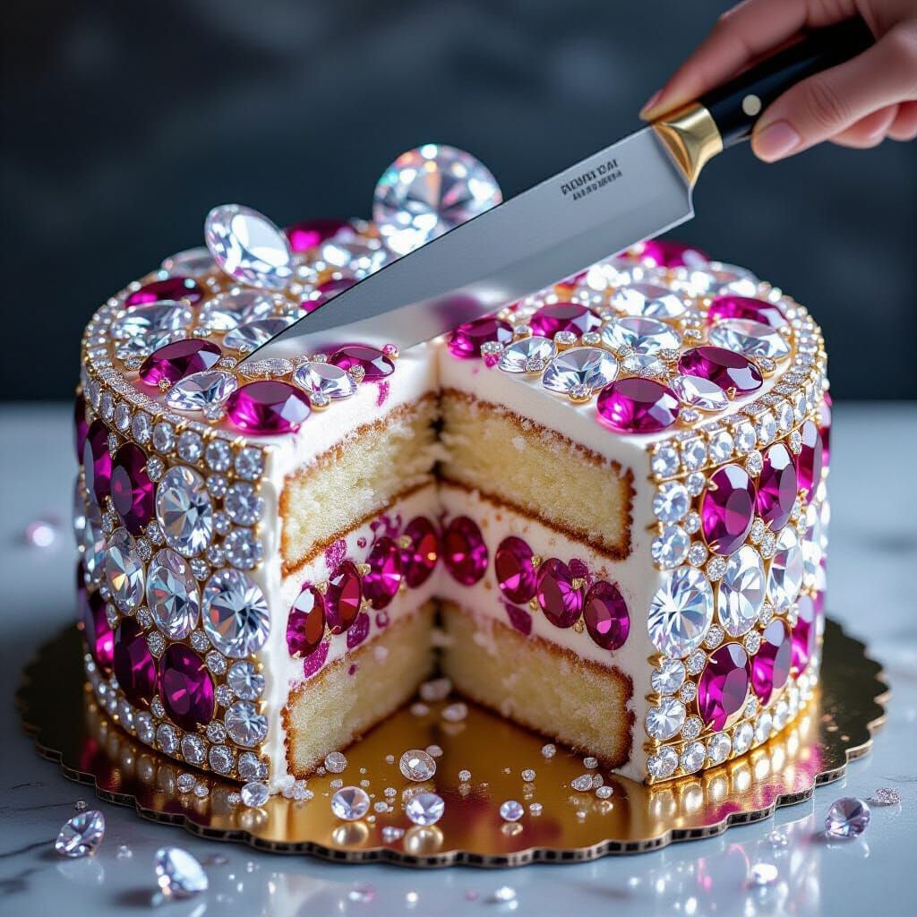 Gemstone Cake Slice: A Diamond-Studded Dessert