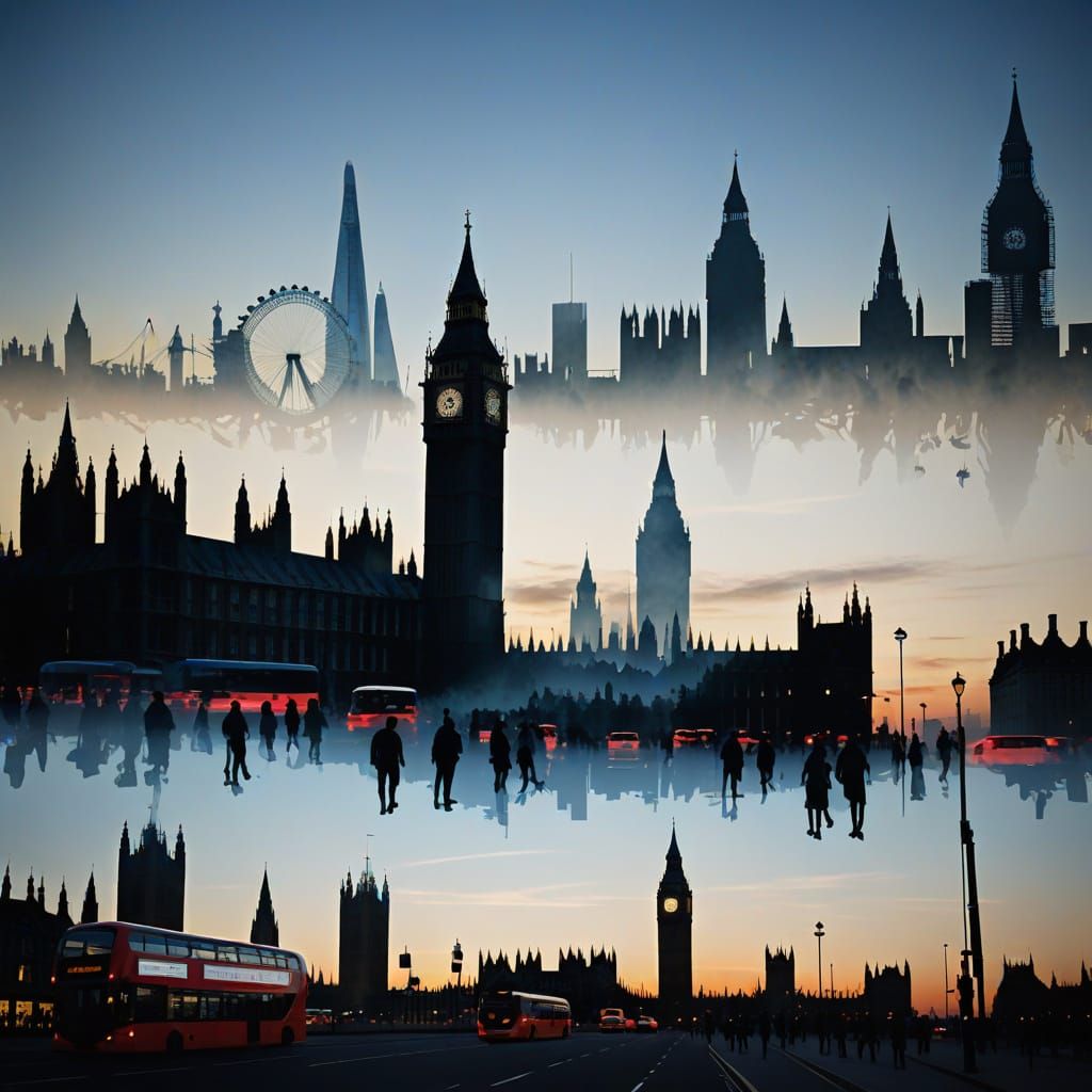 London Landmark Silhouette at Sunset