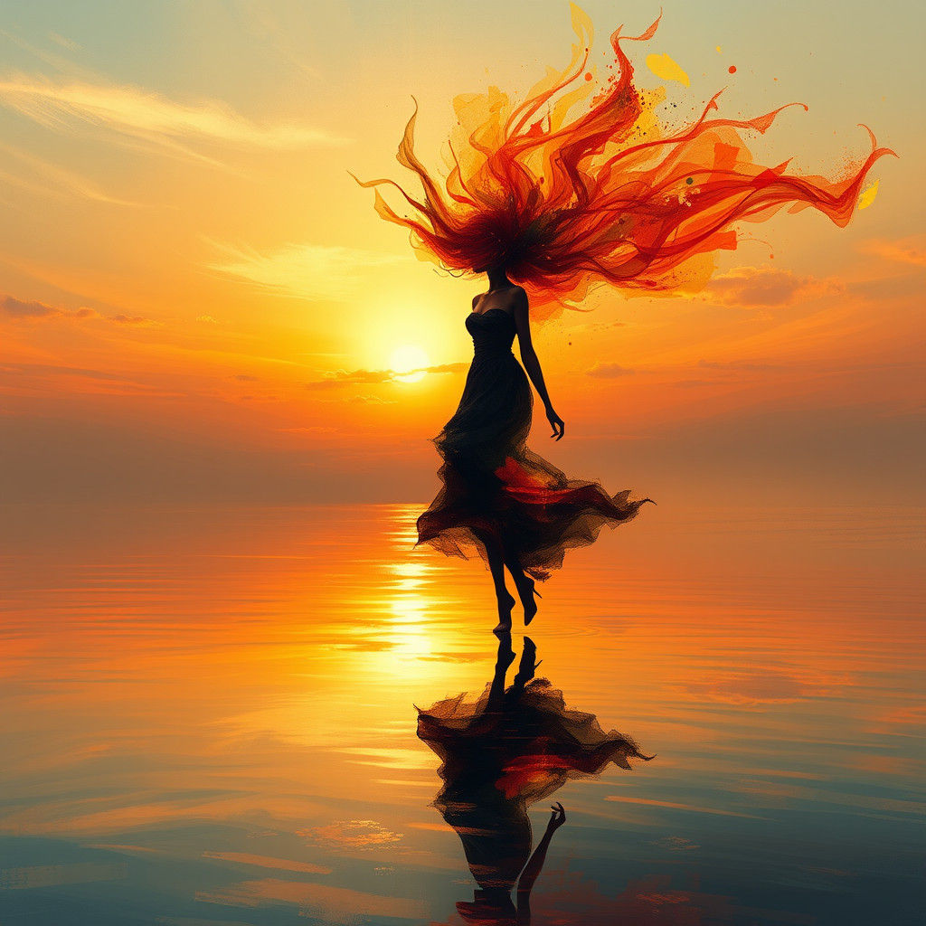 Sunset Silhouette: A Digital Matte Painting of Serenity