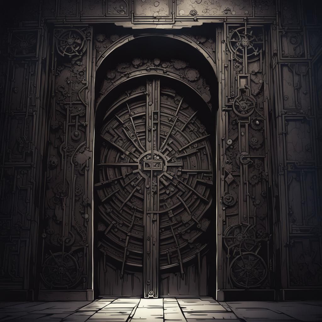 Dark Fantasy Puzzle Door Inspired by Anime Art