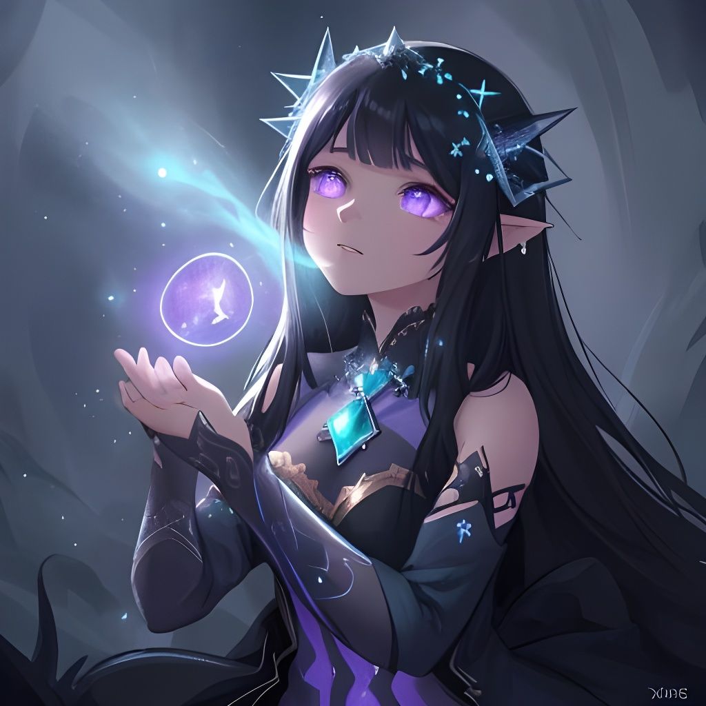 Mysterious Woman in Deep Purple Hues, with Complementary Col...