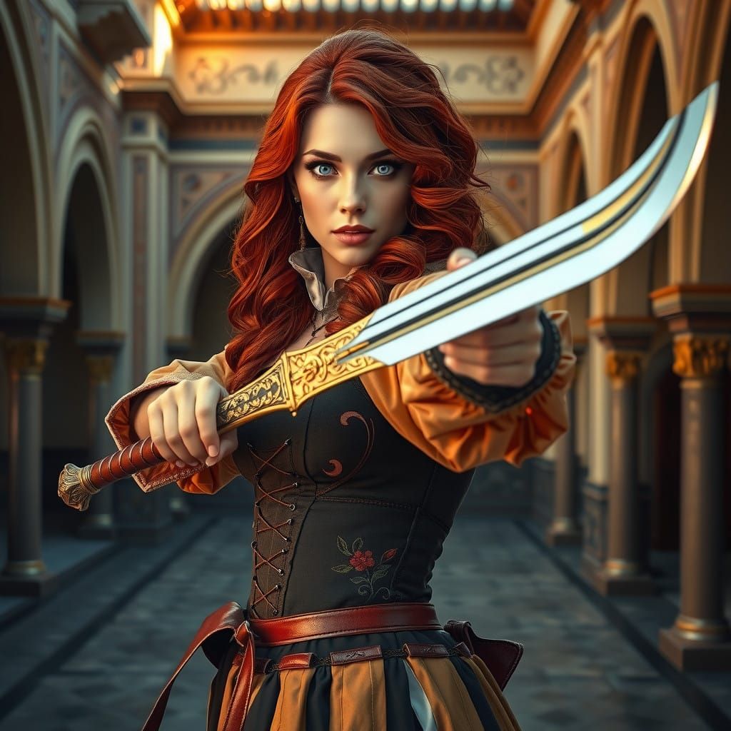 Medieval Woman Warrior Wields Ottoman-Inspired Yatagan in Hy...