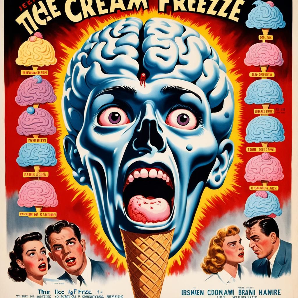 Terrifying 1950s Movie Poster: Ice Cream Brain Freeze