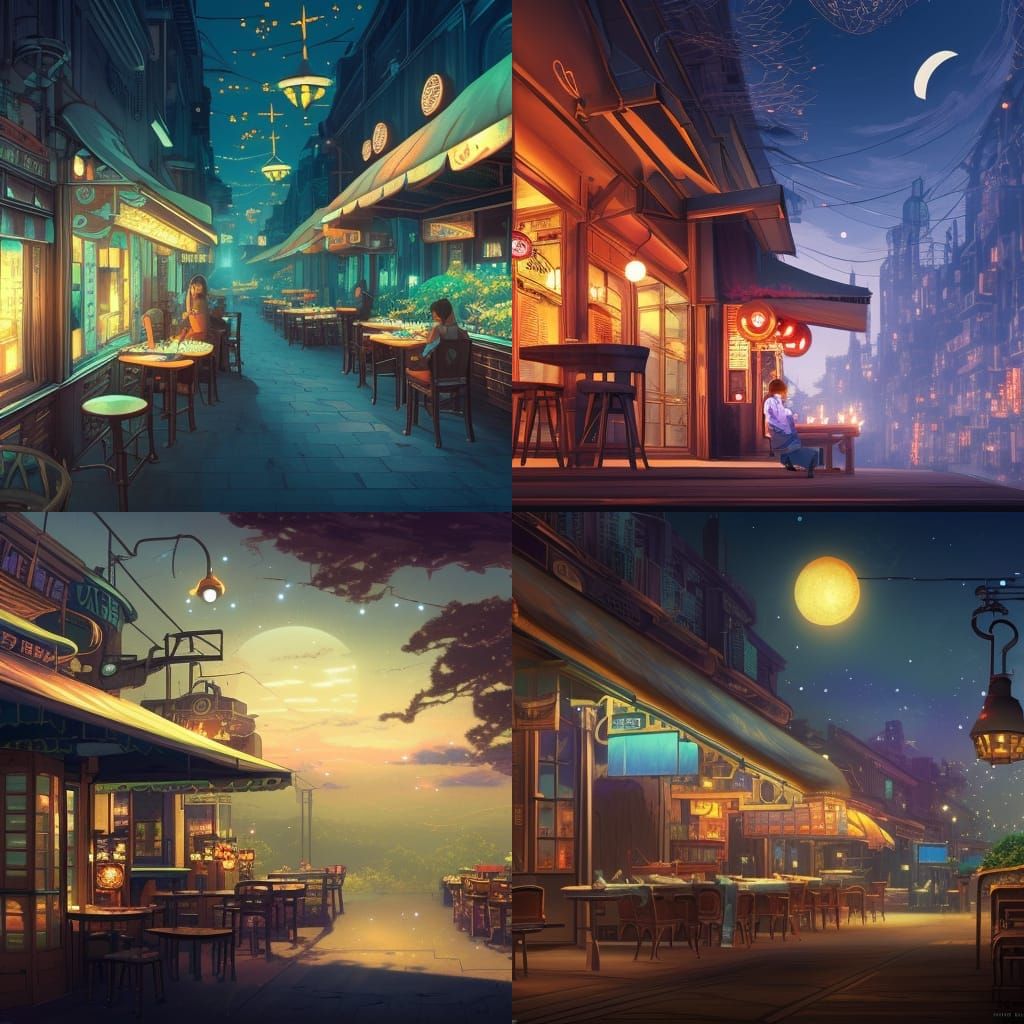 Night Cafe: Anime Key Visual, Pop Art Style