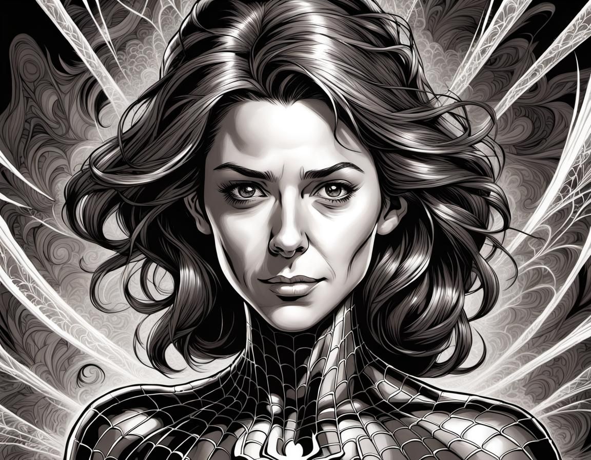 Aunt May as Spider-Man in Comic Book Art