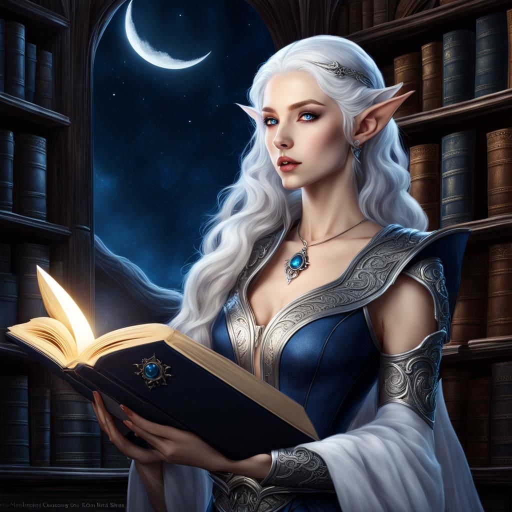 High Elf Reading by Moonlight