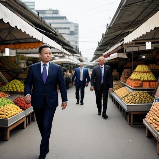 Government Official Exits Bustling Outdoor Market