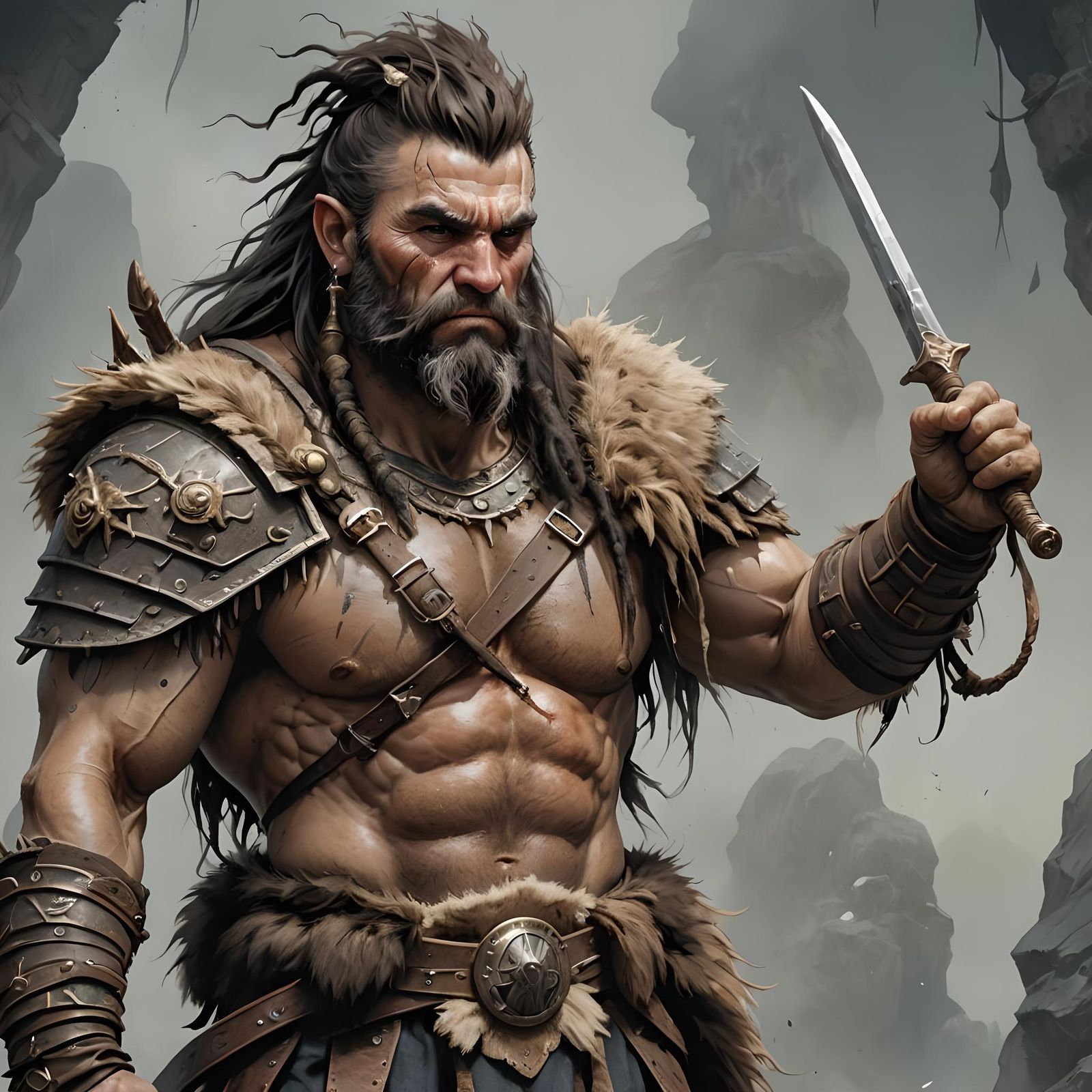 Bronze Age Barbarian Warrior in Fantasy Style