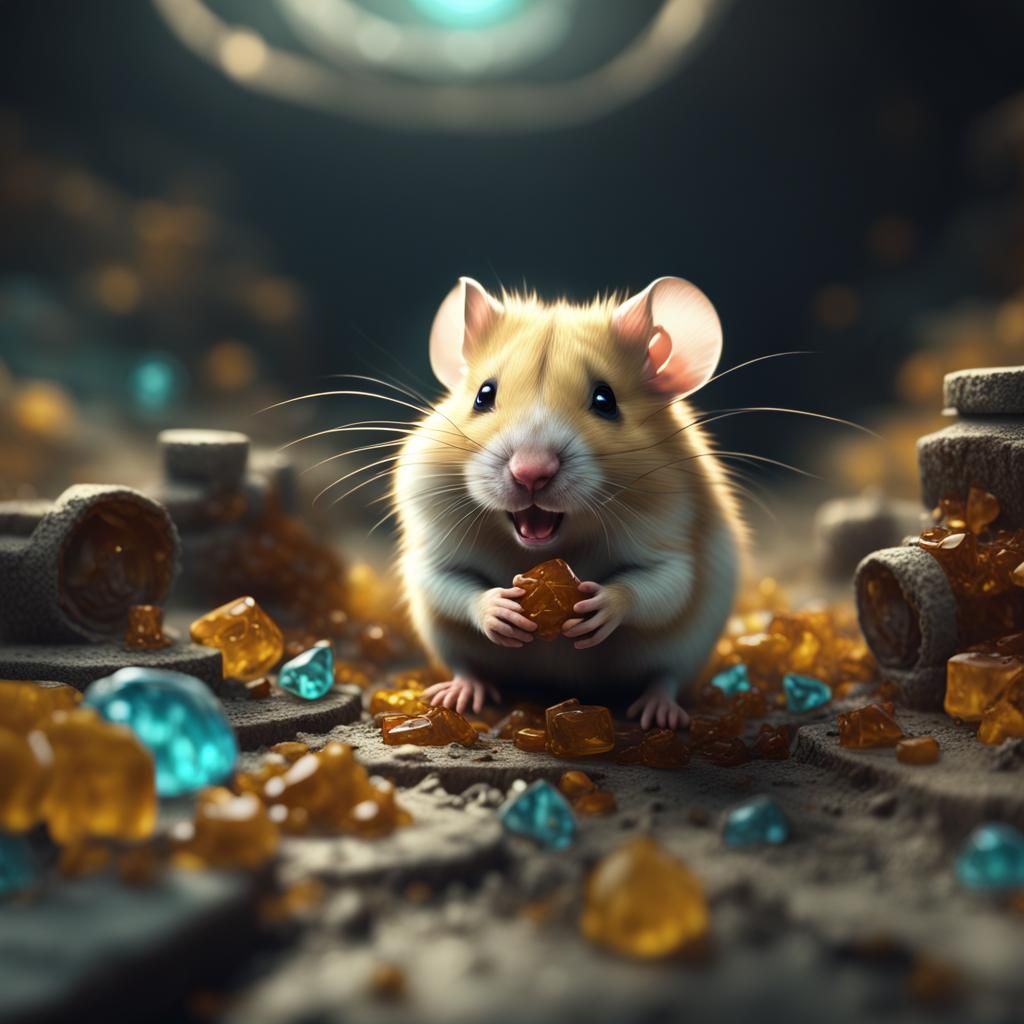 Hamster Cub Bites Uranium: Detailed Matte Painting