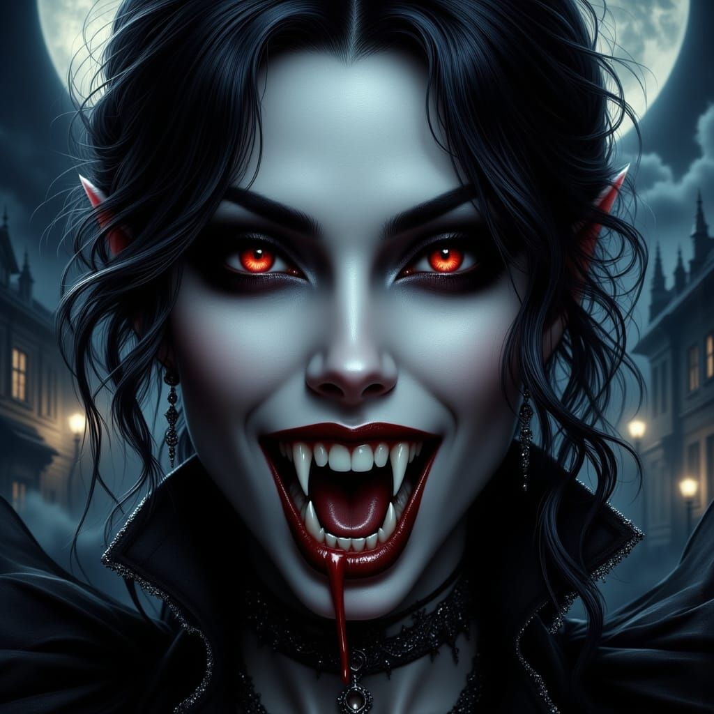 Dark Victorian Vampire with Ethereal Moonlight