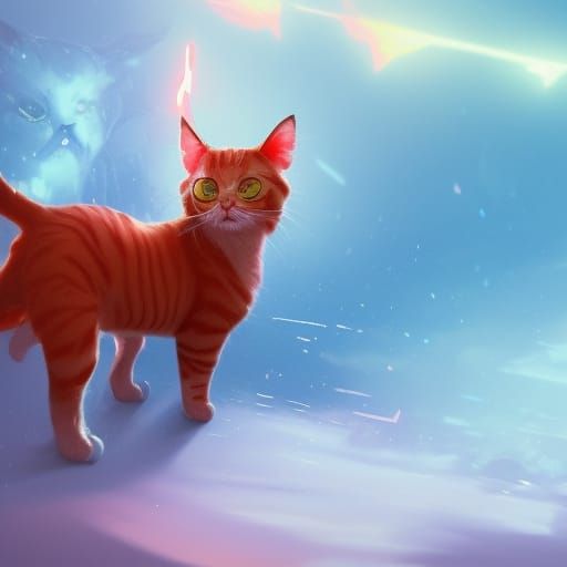 Cute Orange Cat with Horns: Hyperdetailed Concept Art