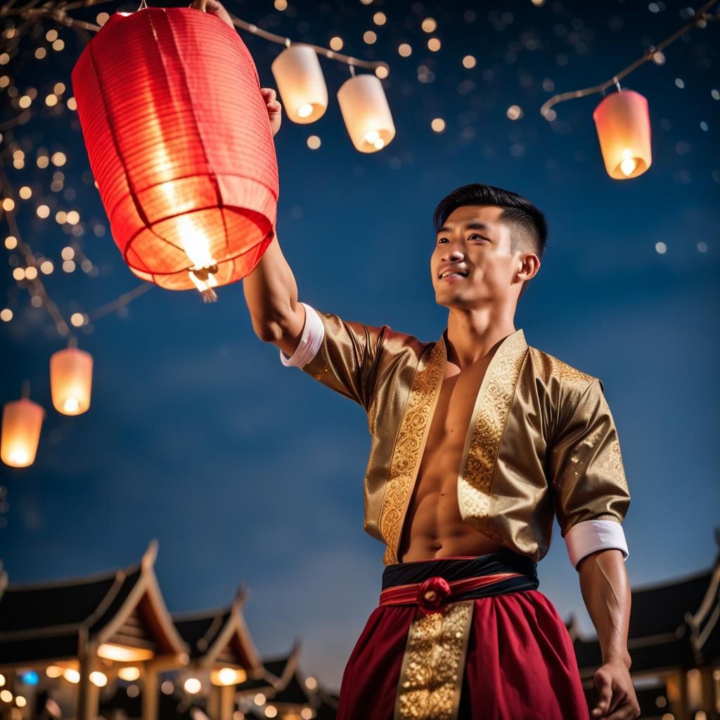 Thai man with lantern