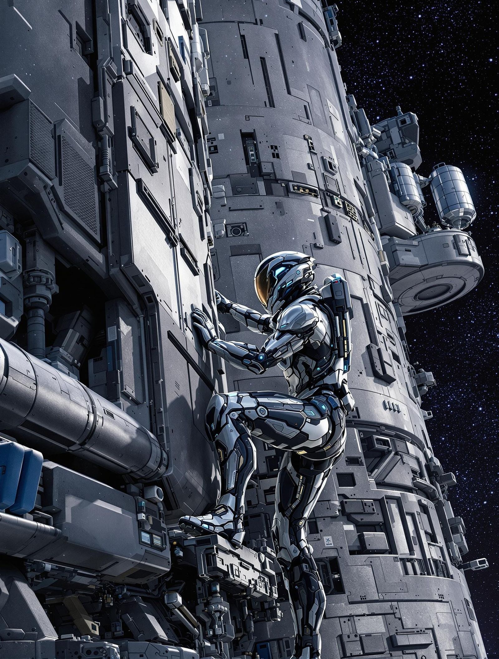 Space Diver in Futuristic Space Armor, Realistic Art Style