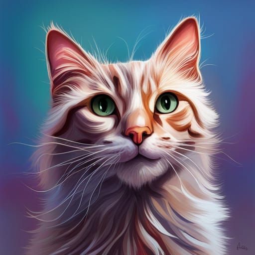 Hyperrealistic Cat Portrait in Splash Art Style