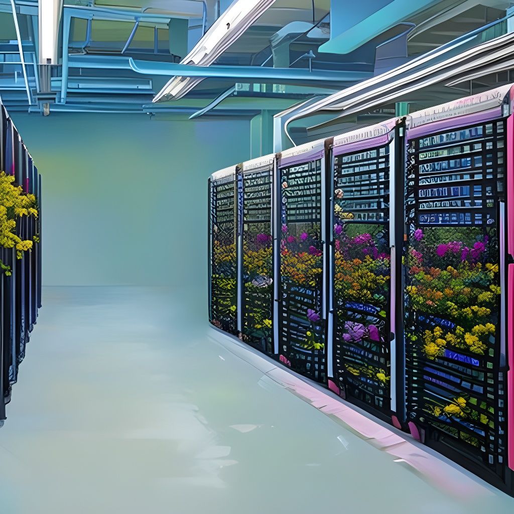 Floral Data Center: Oil Painting of Flower Servers