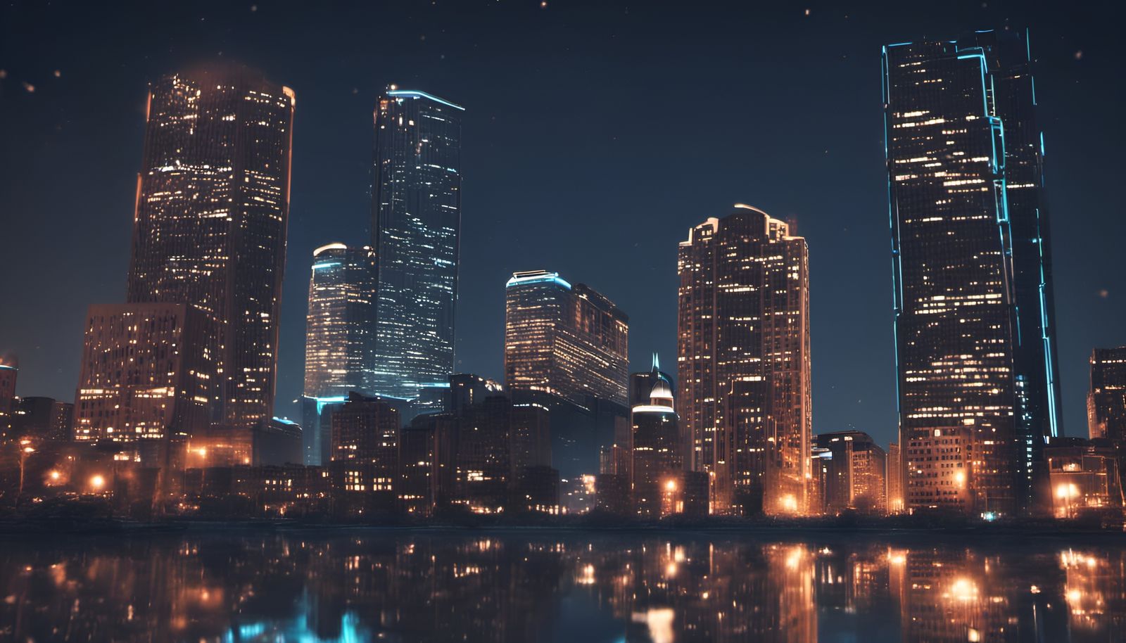 Detroit Skyline at Night in Unreal Engine
