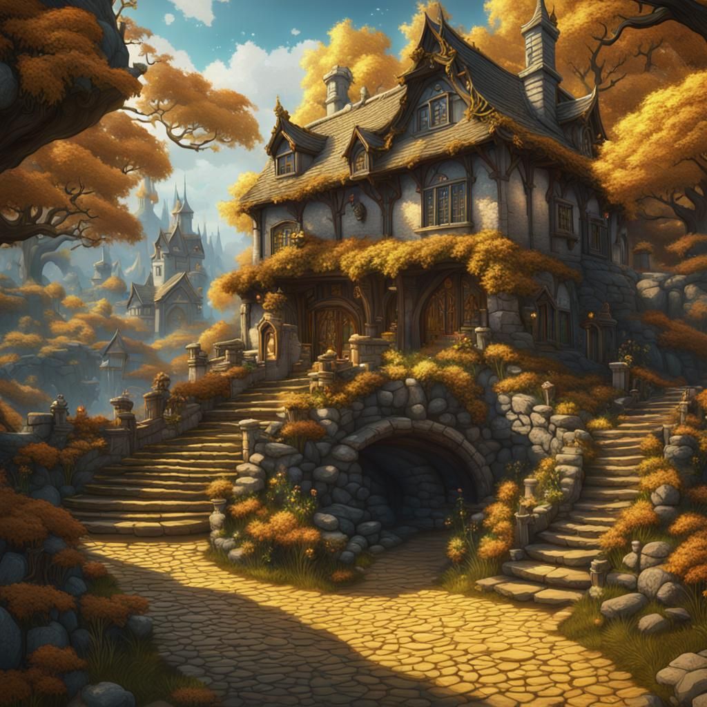 Kitsune Bard on Yellow Brick Road: Fantasy Art