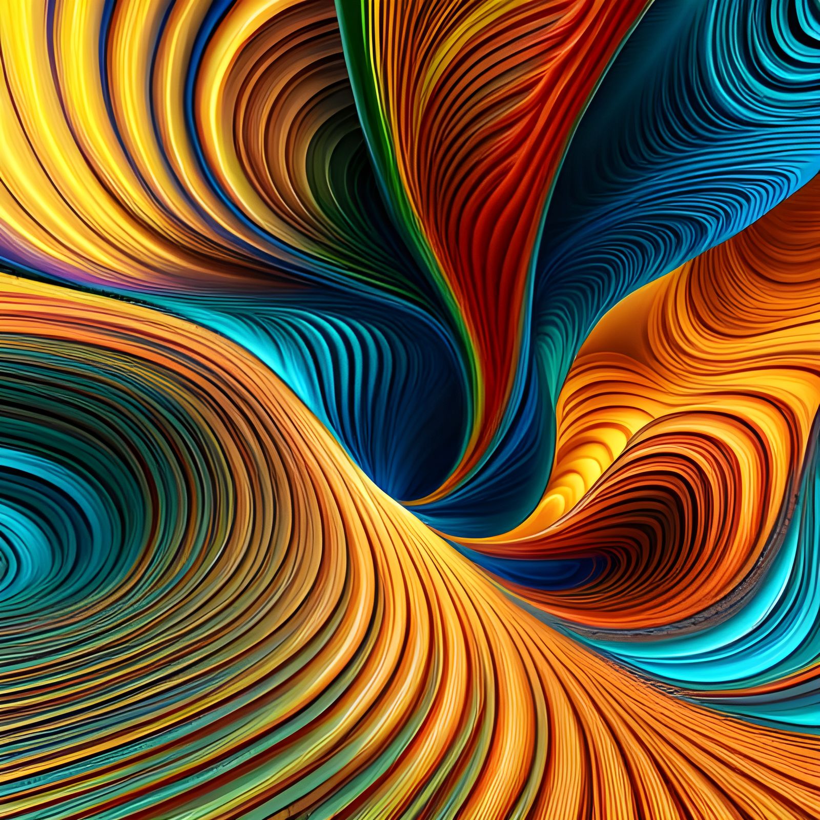 Abstract Vector Fractal with Wave Function and 3D Shading