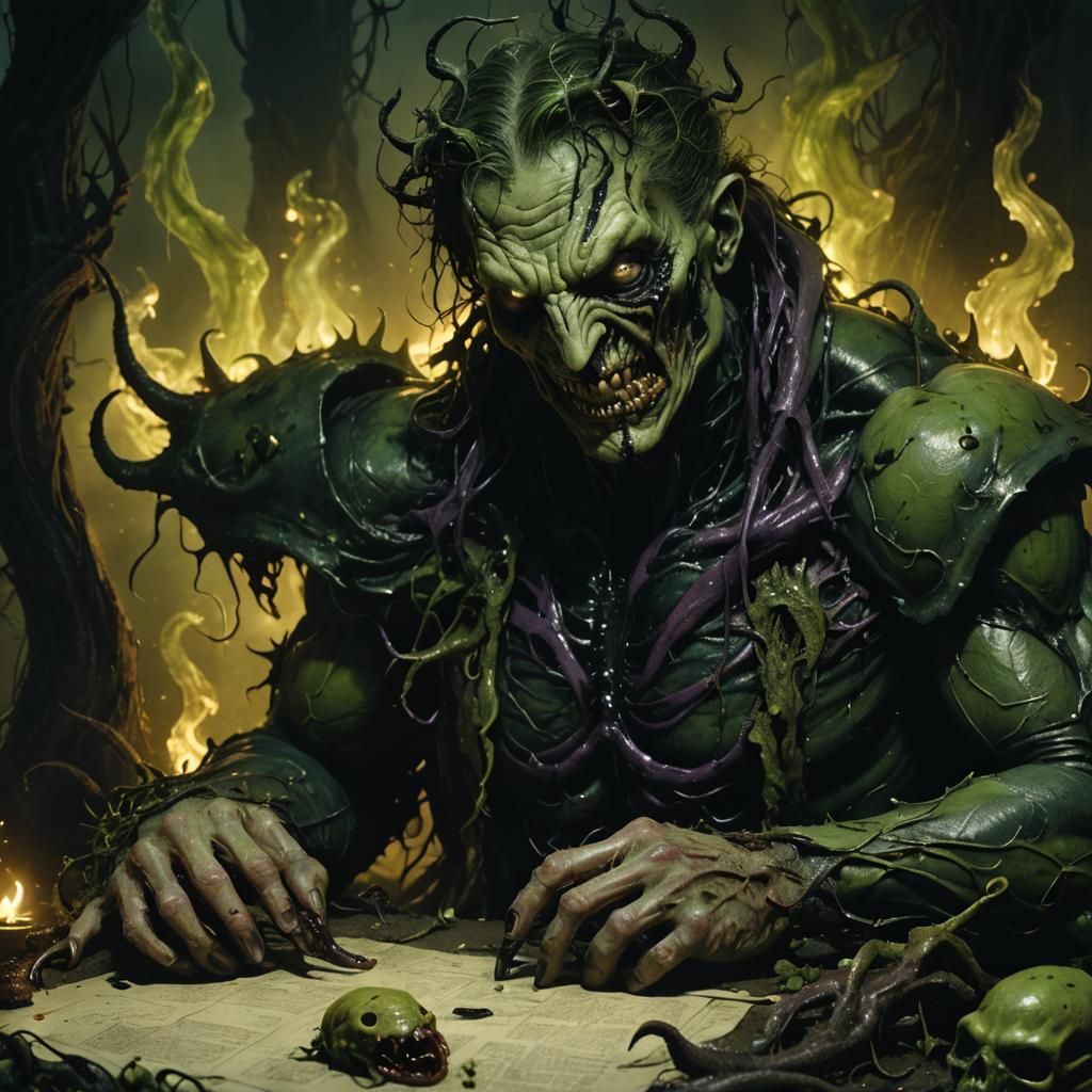 Nurgle's Venom Symbiote: A Surrealistic Horror Portrait