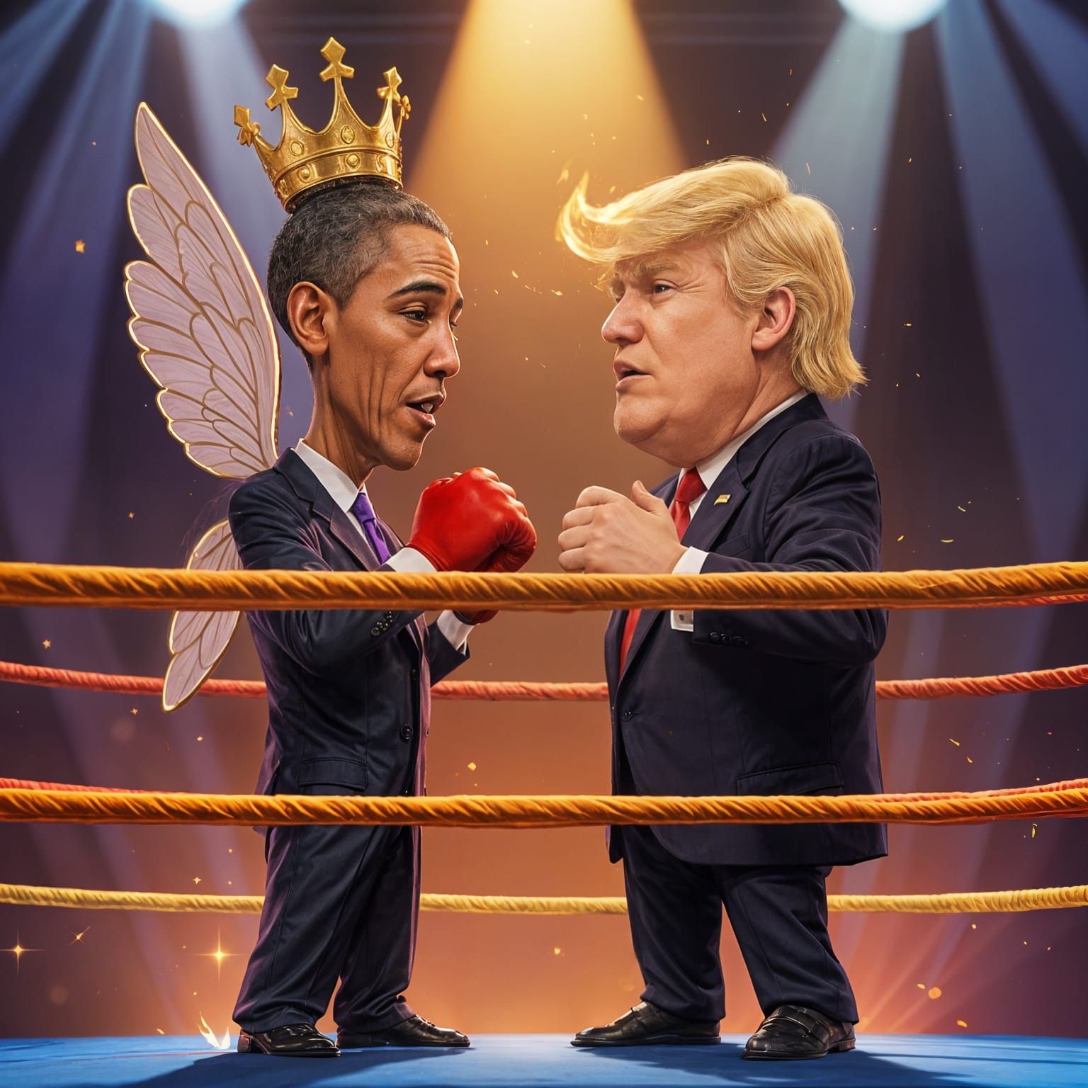 Surreal Boxing Match: Fairy-Winged Figure Knocks Out Opponen...