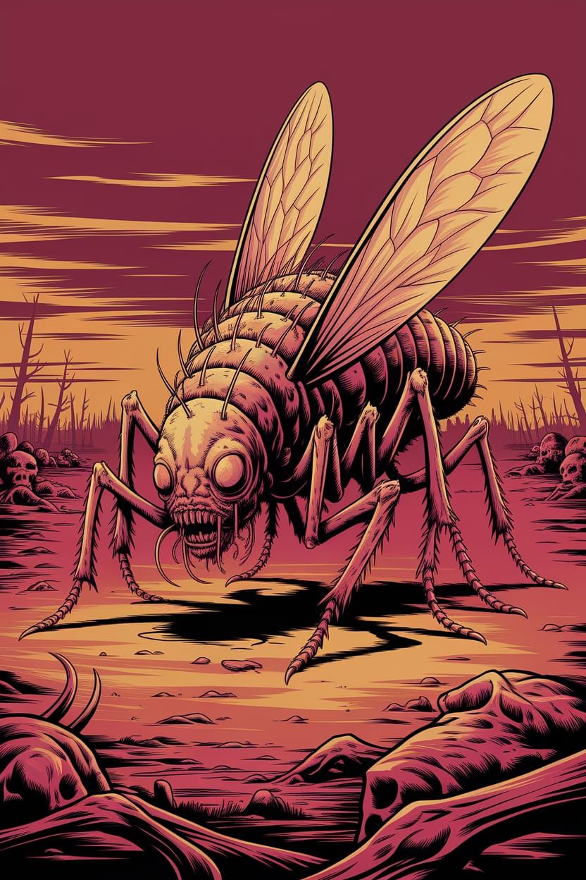 Grotesque Hybrid Creature Crawls through Wasteland in Dark S...